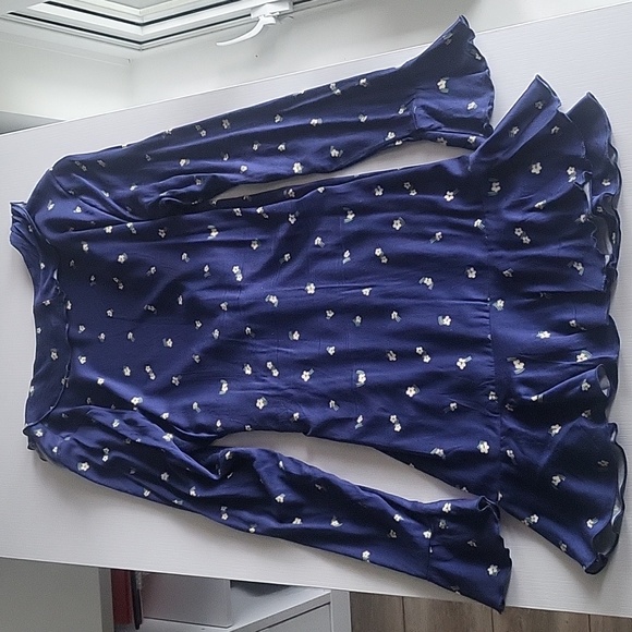 Blue Floral Wrap Dress - Picture 2 of 4